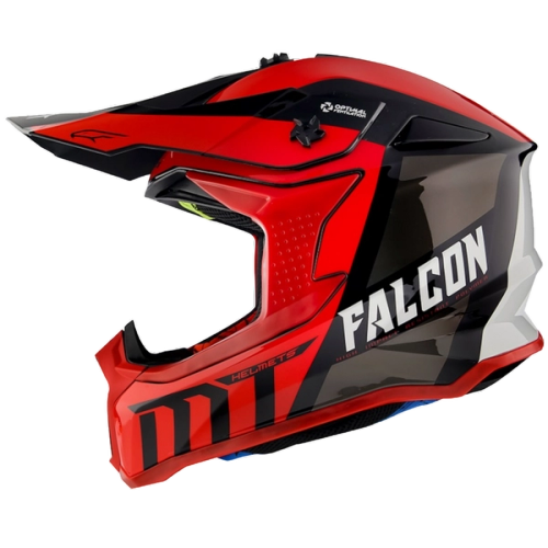 Casca moto Cross-Enduro MT Falcon Warrior C5 rosu lucios