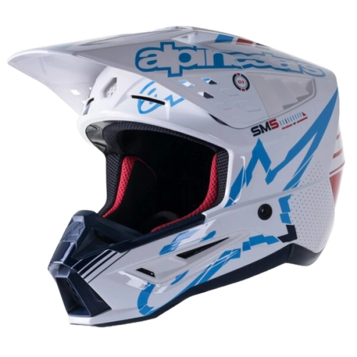 Casca moto Cross-Enduro ALPINESTARS SM5 Action Alb-Albastru