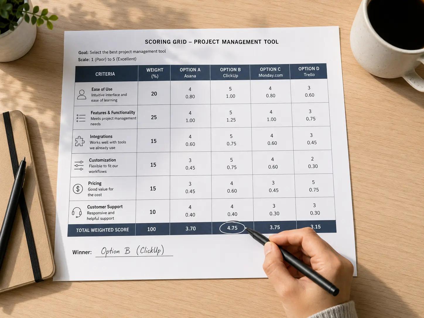 Weighted Decision Matrix: Free Template + How to Use It