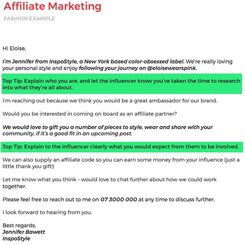 affiliate program email template