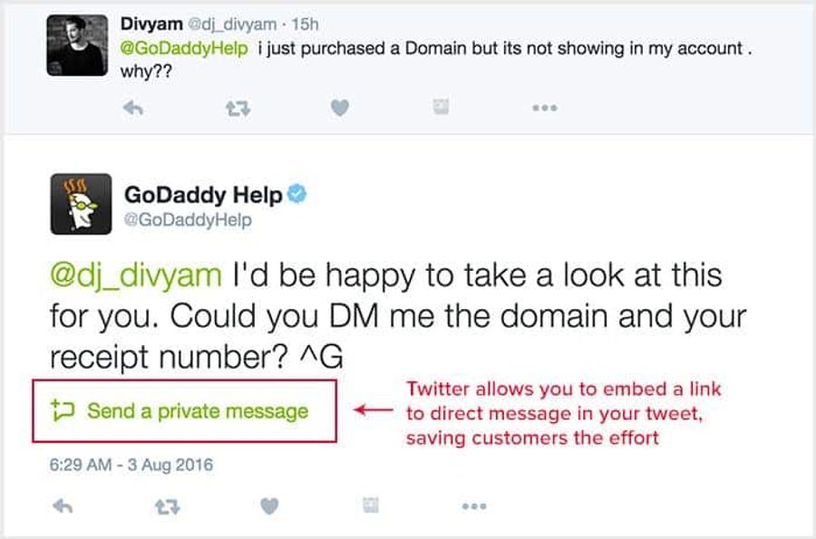 godaddy twitter support example