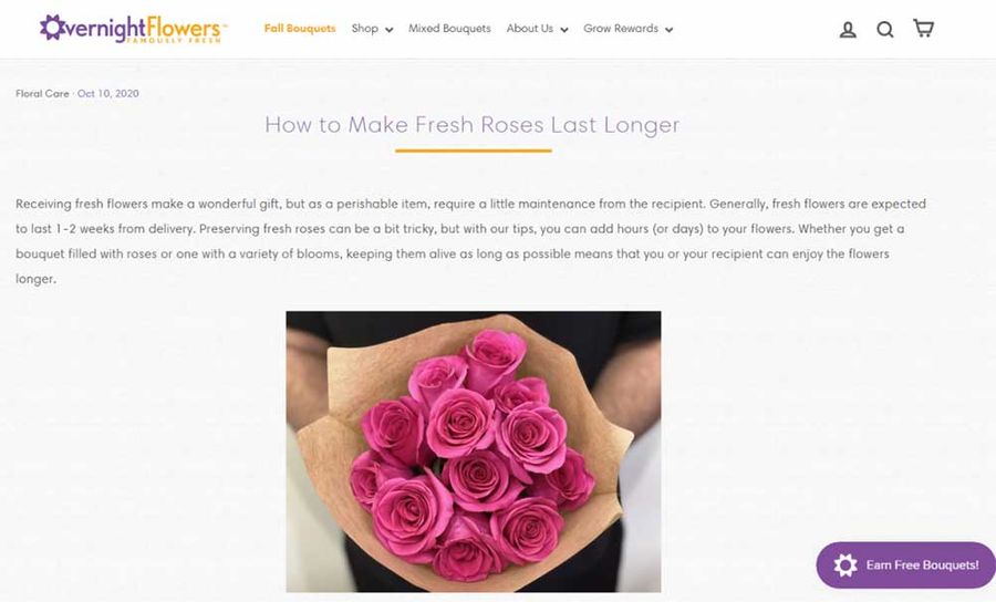 Overnight flowers linkbuilding example
