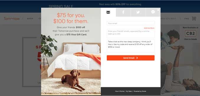 Referral popup