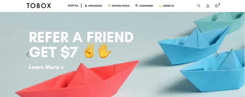 Tobox referral page call to action