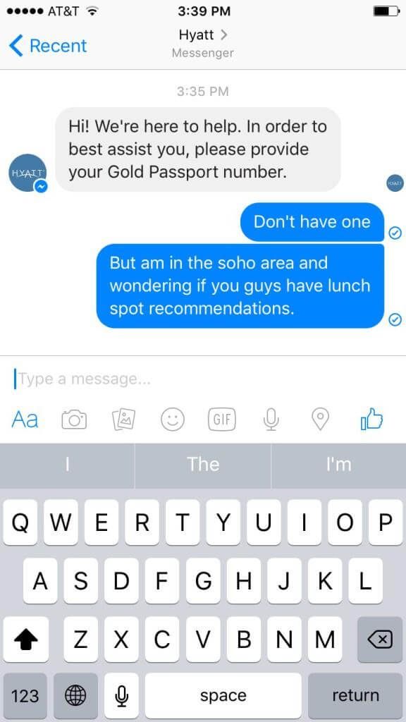 Hyatt's messenger app
