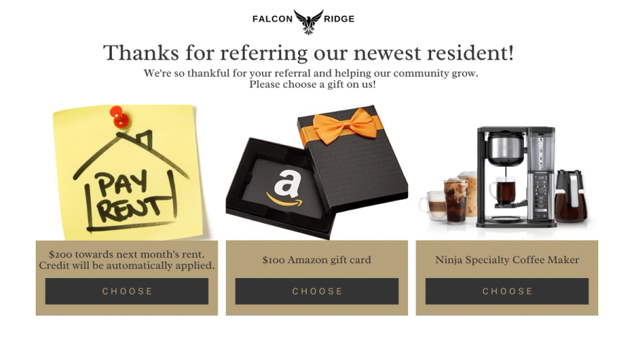 falcon ridge referral reward options