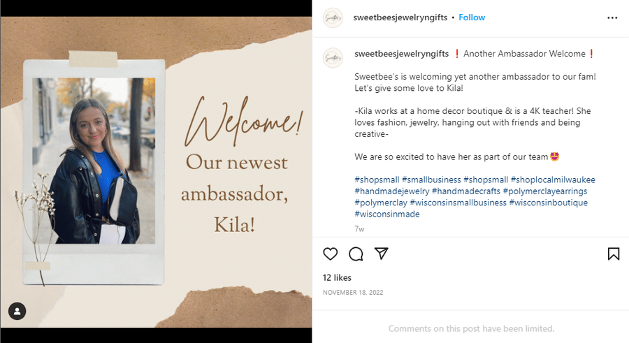 sweet bees ambassador welcome
