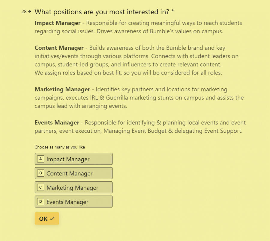 bumble ambassador application 2