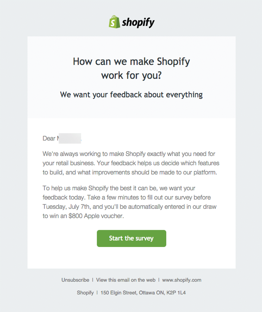 shopify feedback email