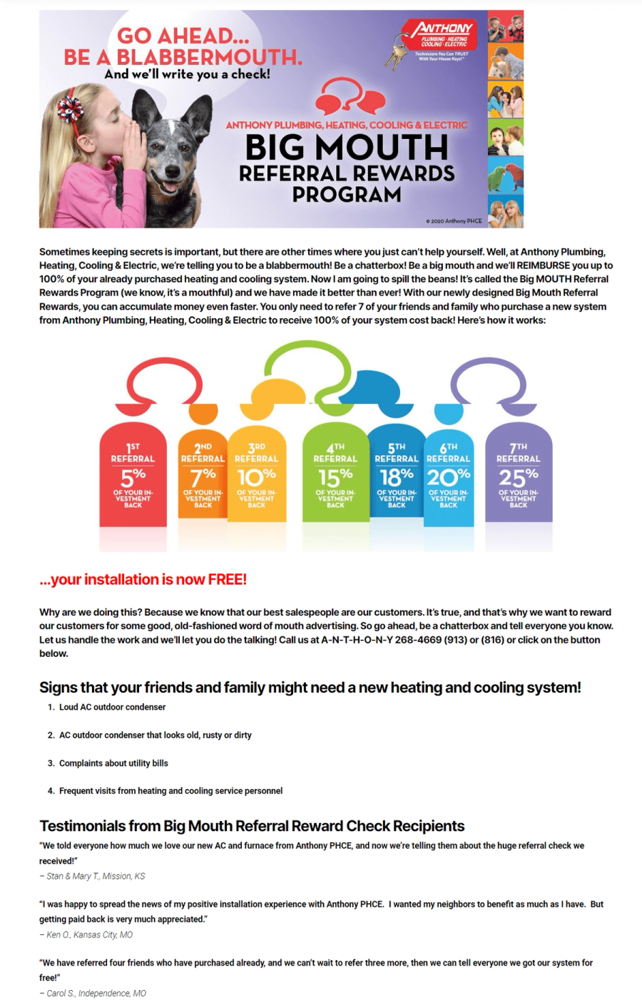big mouth hvac referral program rewards