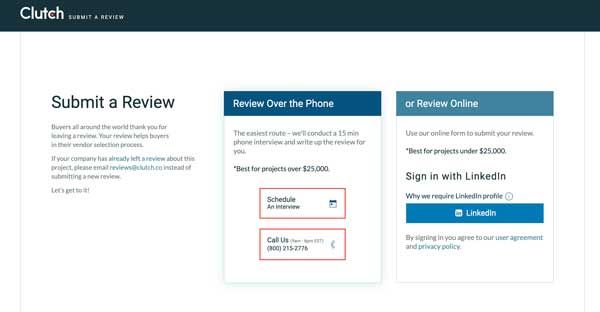 Clutch submit a review