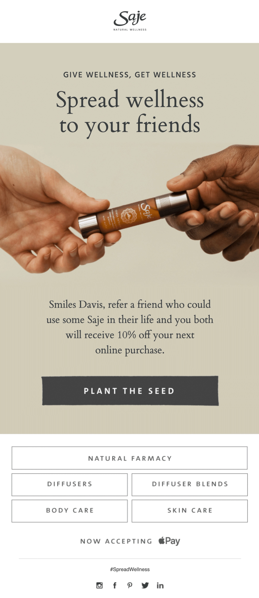 Saje referral email