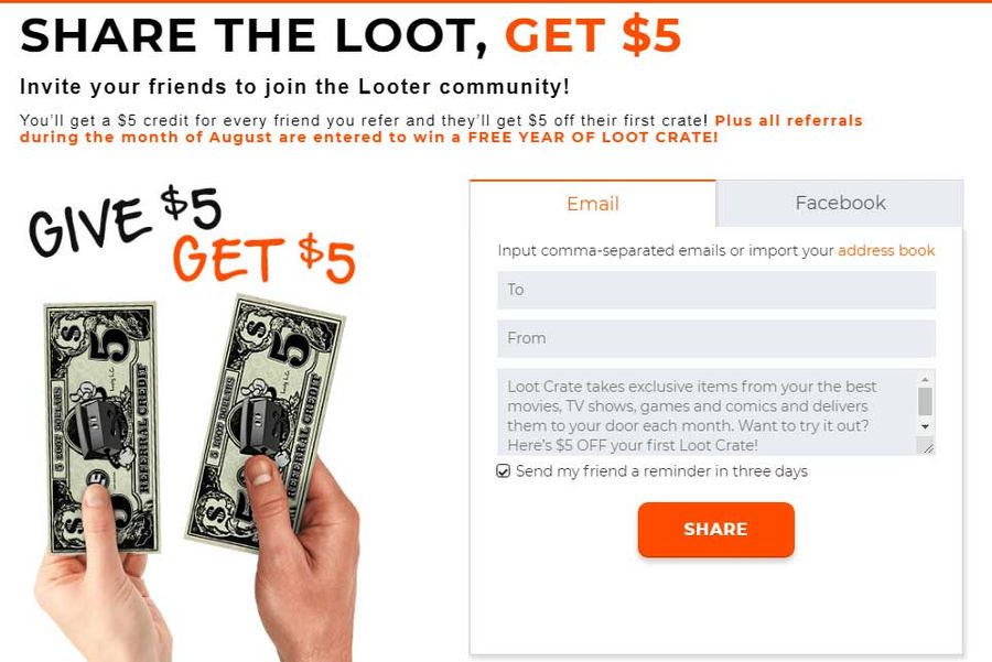 Loot crate refer a friend campaign