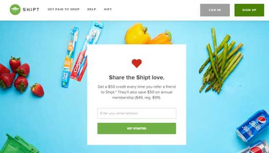 Shipt referral program call to action