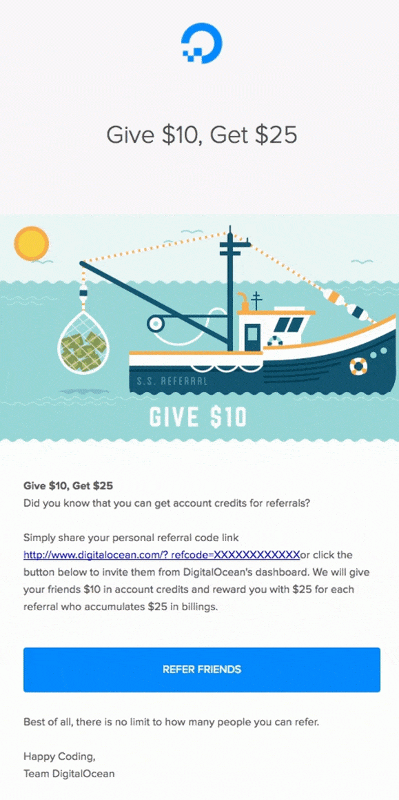 Digital Ocean refer a friend email