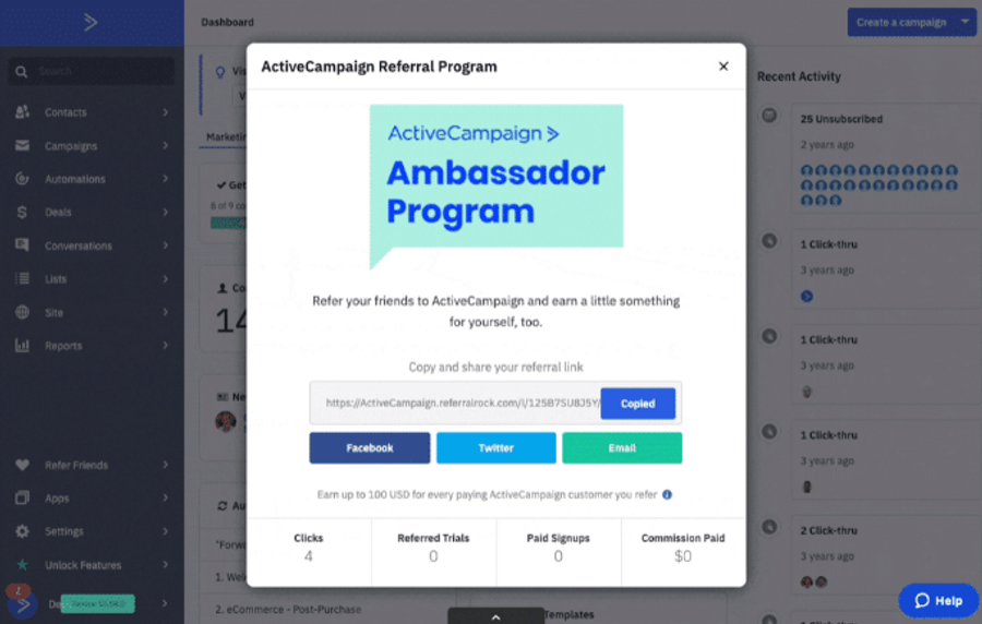 activecampaign enterprise referral program