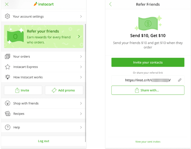 Instacart app referral program
