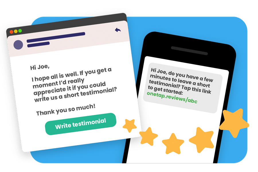 ask for a testimonial through SMS