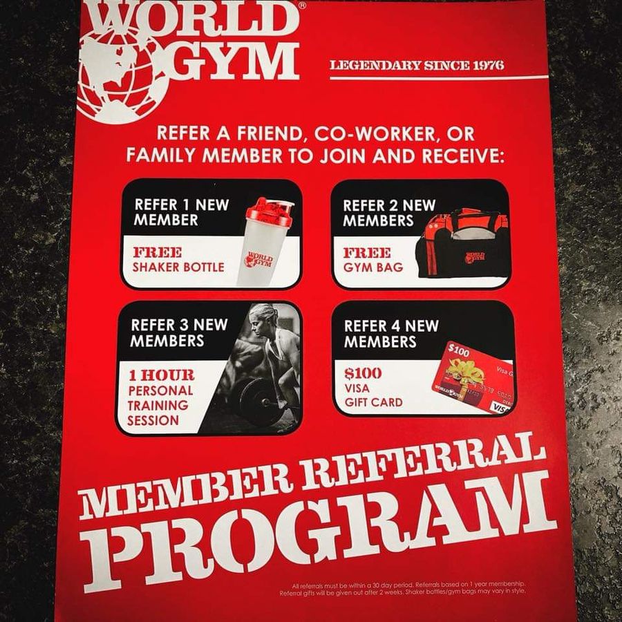 world gym referral rewards