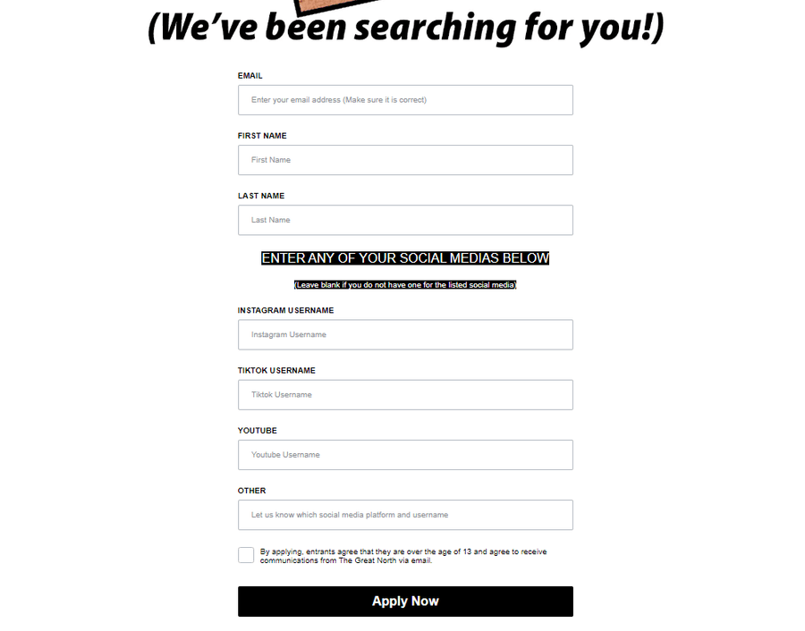 the great north brand ambassador application 2
