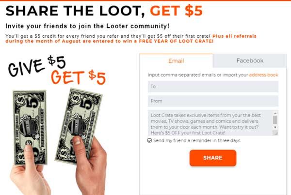 Loot crate call to action