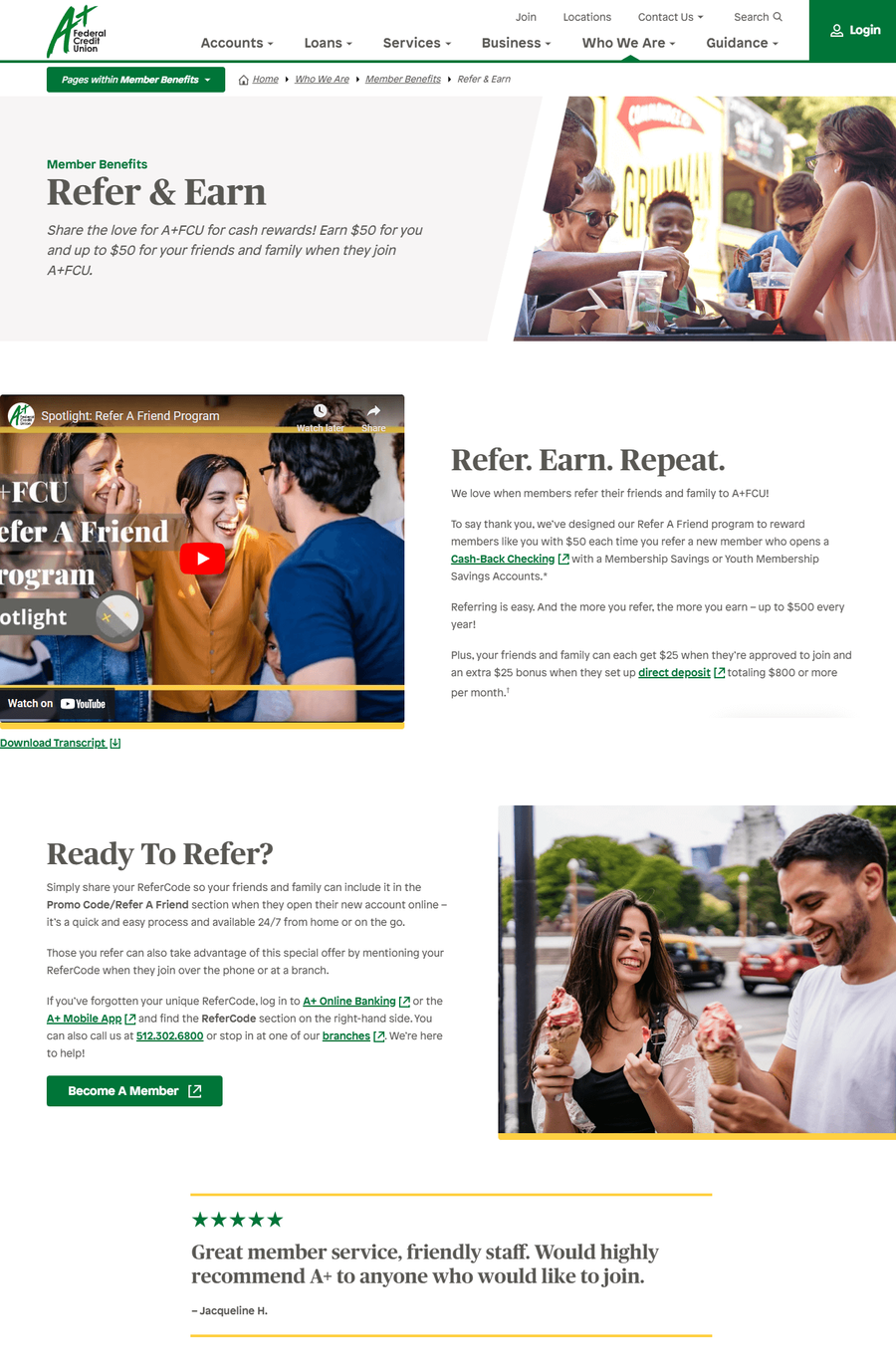 A Plus federal credit union referral program