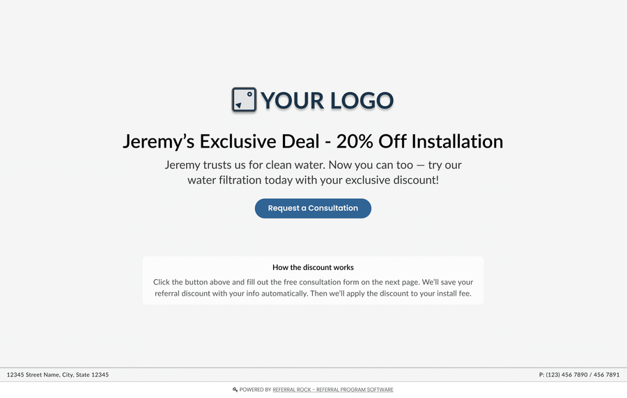 referral rock referral page template