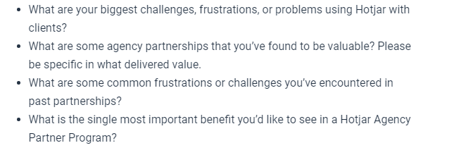 hotjar partner program questions