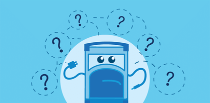 Referral Rock character surrounded by questions marks and a confused face