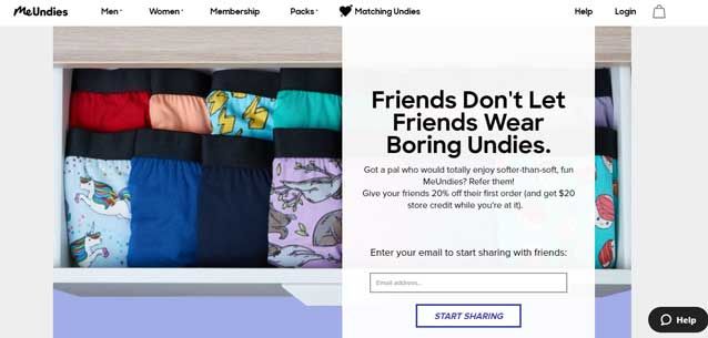 Me undies referral page