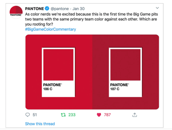 pantone super bowl color commentary