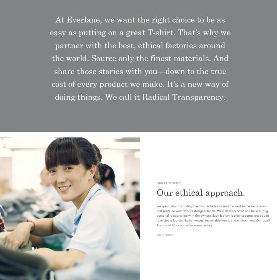 how everlane lives up to their customers' values