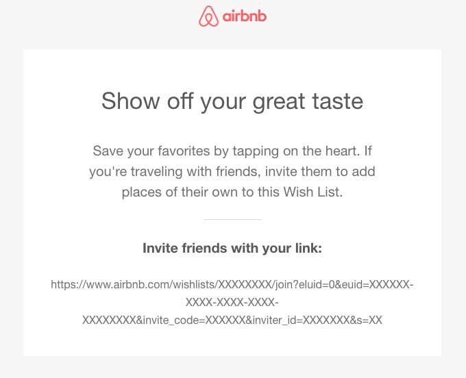 Airbnb referral email