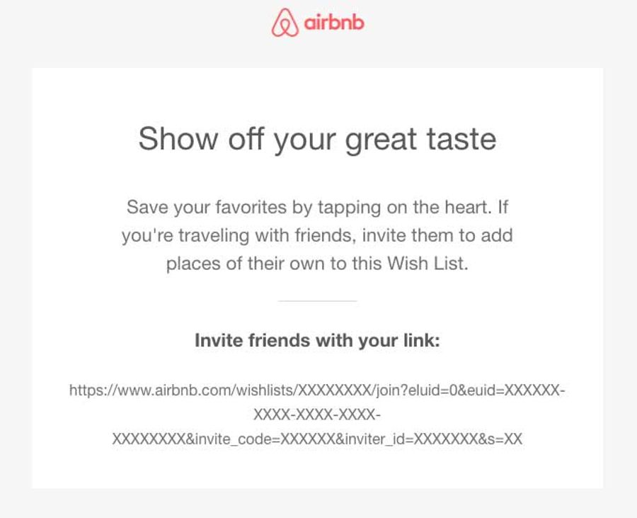 Airbnb referral email