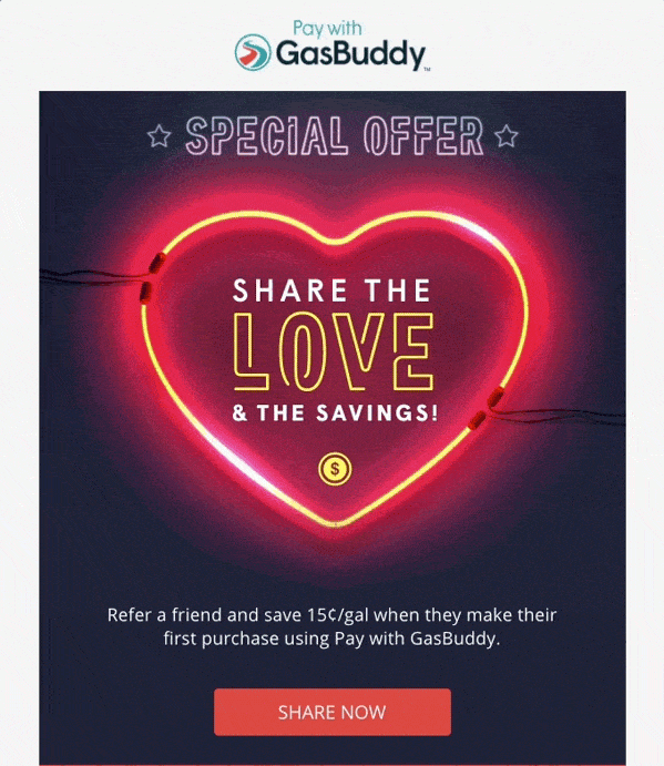 Pay with Gasbuddy referral email