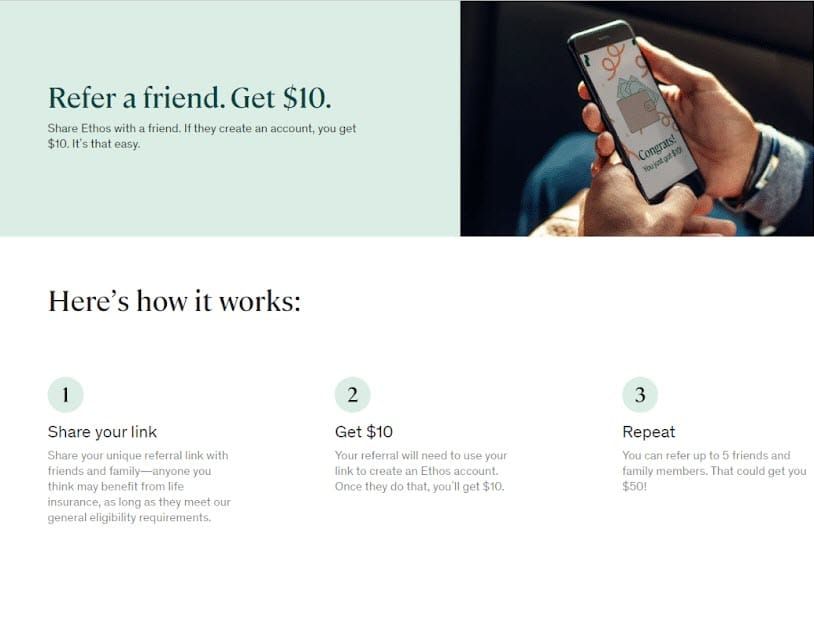 ethos insurance referral program 3 steps