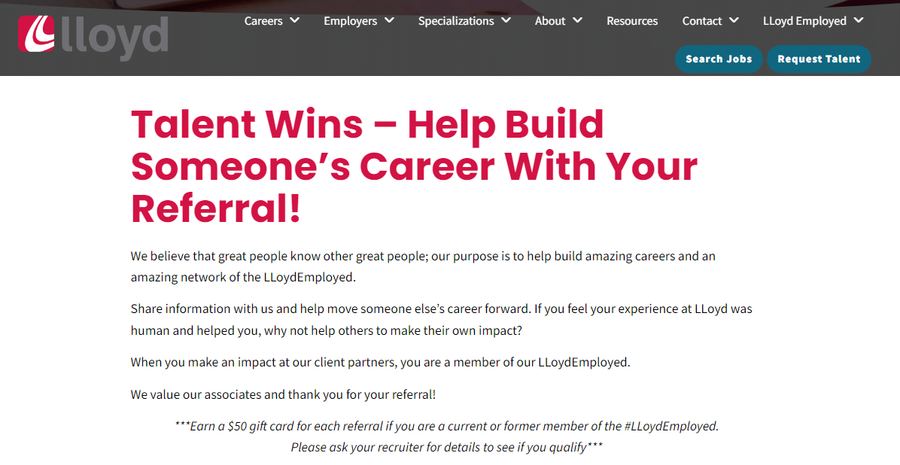 lloydemployed staffing referral