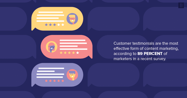 testimonials are the most effective form of content marketing