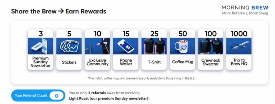 Morning brew referral rewards incentives