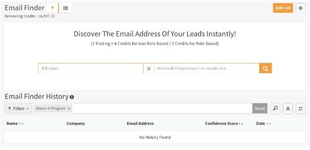 Clearout's email finder tool