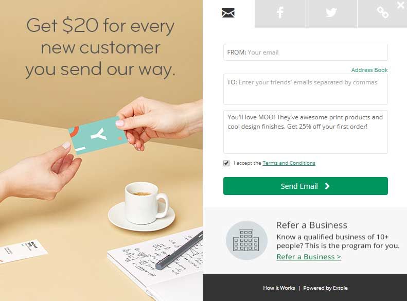 Moo card referrals