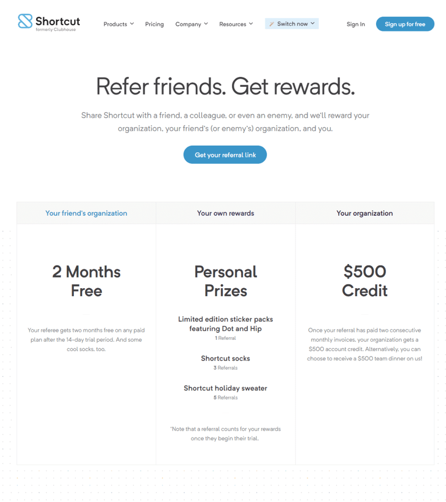 shortcut referral program