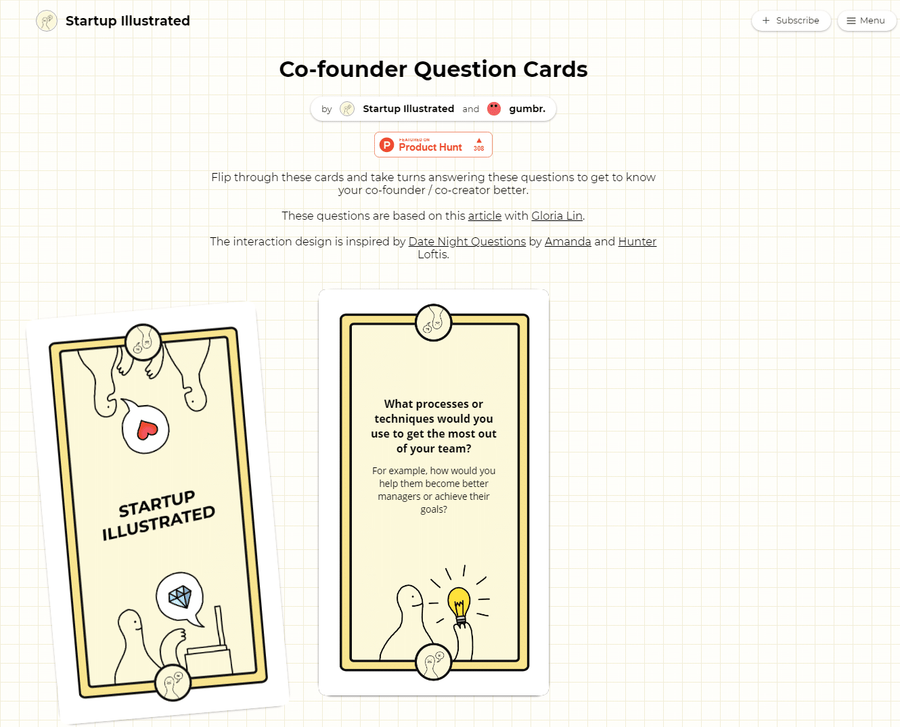Gumbr cofounder question cards
