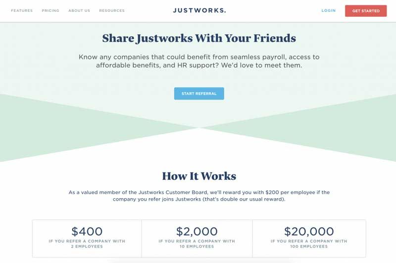 Justworks referral rewards and incentives