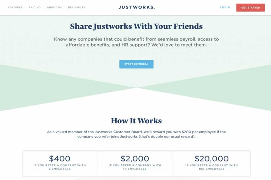 Justworks referral rewards and incentives