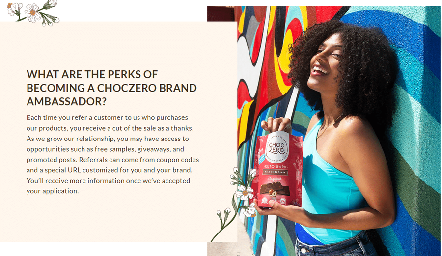 choczero brand ambassador perks
