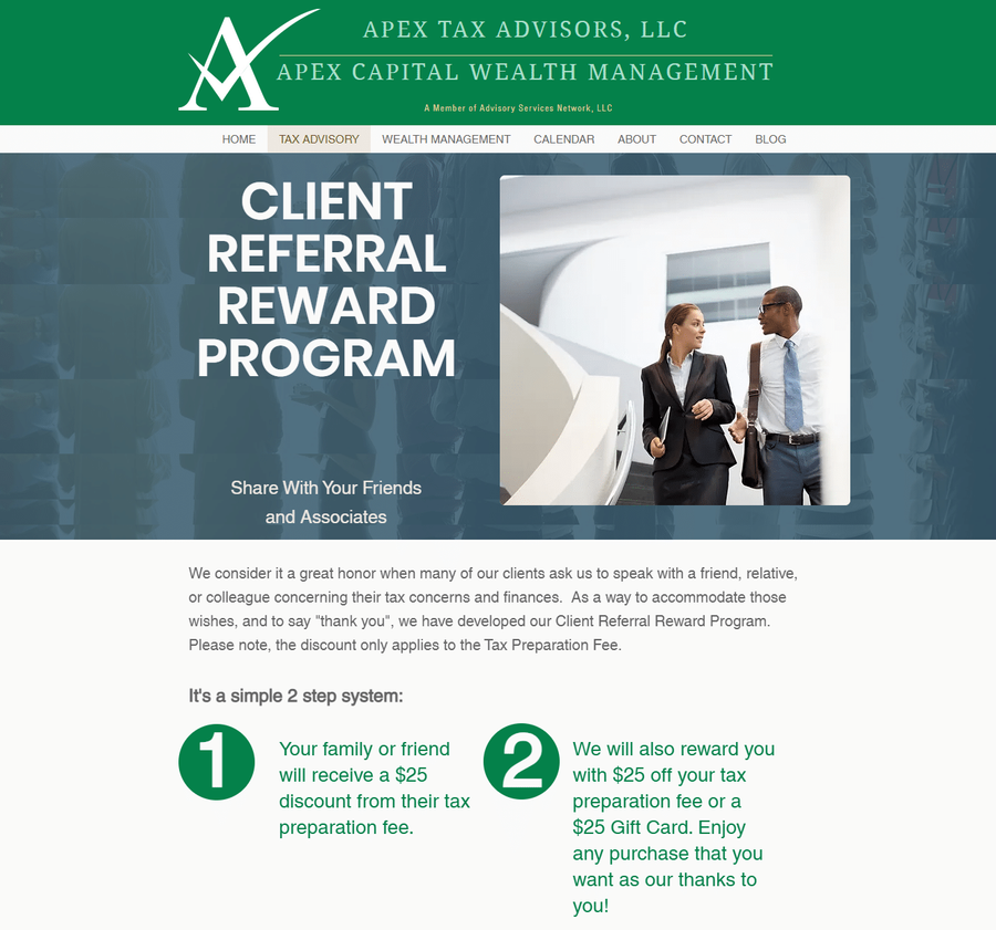 apex tax referral rewards, client referral program