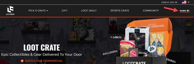 Loot crate refer a friend menu