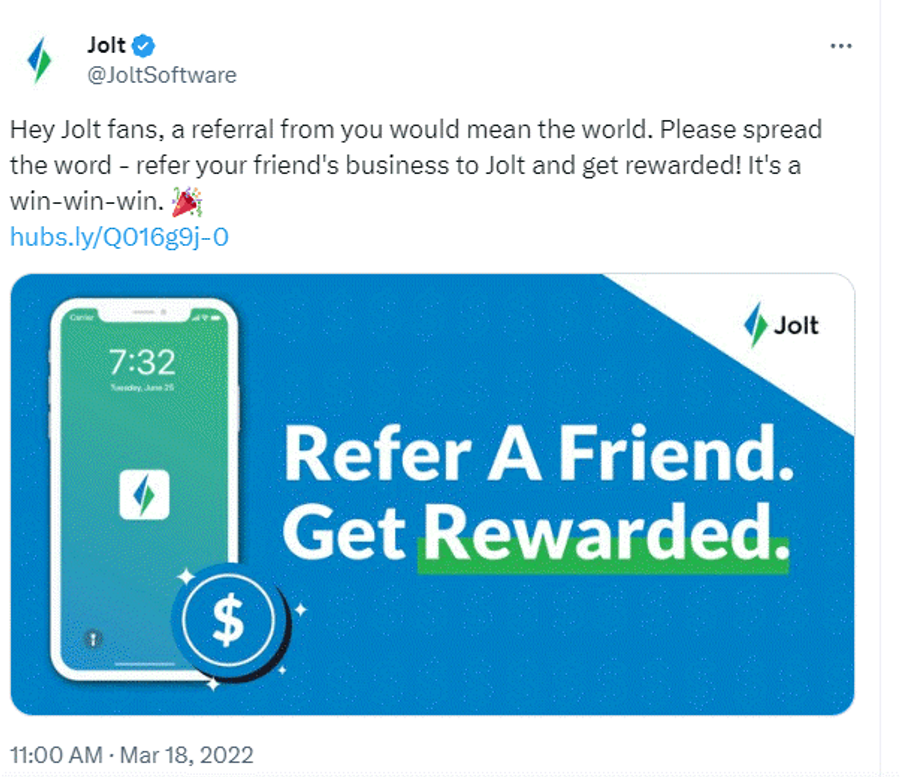 jolt b2b referral program promotion