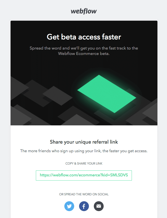 Webflow refer a friend email
